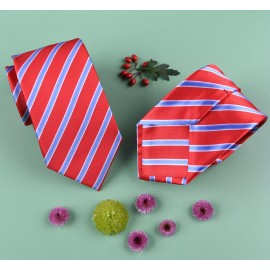 Business to Business Red & Light Blue Formal Business Striped 3 Inch Tie Mens Professional Fashion
