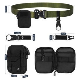 KEYNAT Tactical Belts, Tear-Resistant 1.5" Military Utility Nylon Riggers Belts For Men, Nickel Free Belt for Men with Molle Pouch, Tactical Key Holder & Water Bottle Clip
