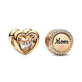 PHCLASY Love Mum Charm for Bracelets Necklaces and European Snake Chain Great Gifts for Women Mother's Day Jewellery Gift, Cubic Zirconia