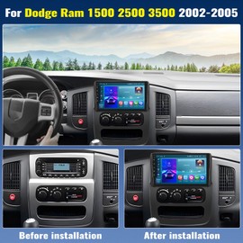 2G+64G Android Car Stereo Radio for Dodge RAM 1500/2500/3500 2002 2003 2004 2005 with Wireless Apple CarPlay Android Auto 9” Touchscreen Bluetooth GPS Navigation Mirror Link WiFi SWC + Camera Mic