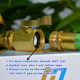HQMPC Super Heavy Duty 3/4" Brass Shut Off Valve Garden Hose Shut Off Valve Garden Hose Connector