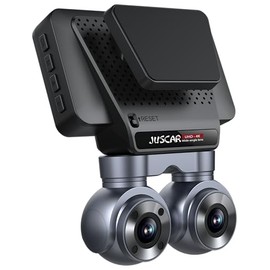 Juscar 4K Dash Cam, 2K+1080P+1080P Dash Camera, 4K+1080P Front and Inside, with WiFi, Voice Control, 32GB Card Included, 24Hr Parking (C10 2 Channel Front and Inside)