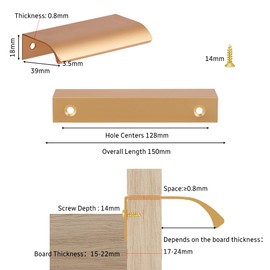 flintronic Pack of 6 Furniture Handles, Hidden Curved Door Handle, Modern Kitchen Handles, Aluminium, Concealed Drawer Handle Handles for Kitchen Cabinets, Wardrobe, Bathroom, Black, 8 cm