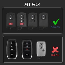 T-carbon Real Glass Fiber Key Fob Cover with Keychain Compatible with Toyota Tacoma Sequoia Tundra 4Runner Highlander RAV4 Camry Corolla Avalon Smart Key, Red