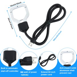 500W Bird Bath Heater, Cast Aluminum Deicer, Storage Tank Heater, Thermostation-Controlled Water Heater for Winter Livestock, Poultry, Animals, Birds Drinking