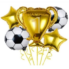 5 PCS Football Champion Foil Balloons Birthday Party Supplies for Kids Theme Party Decorations