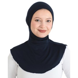 Prien Sport Hijab For Women, Muslim Head Scarf, Flexible Turban Girls, Chic Islamic Wear For Gym, Neck Collar Bonnet Viscose (Navy Blue)