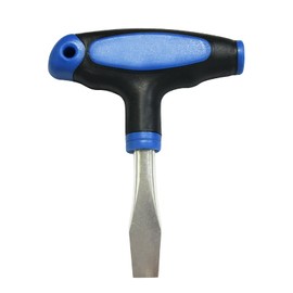 Bliceon T-Handle 12mm Flat Head Screwdriver, Easy-to-Use Slotted Tool with Durable Plastic Grip, Ideal for Film Sets, Blue and Black