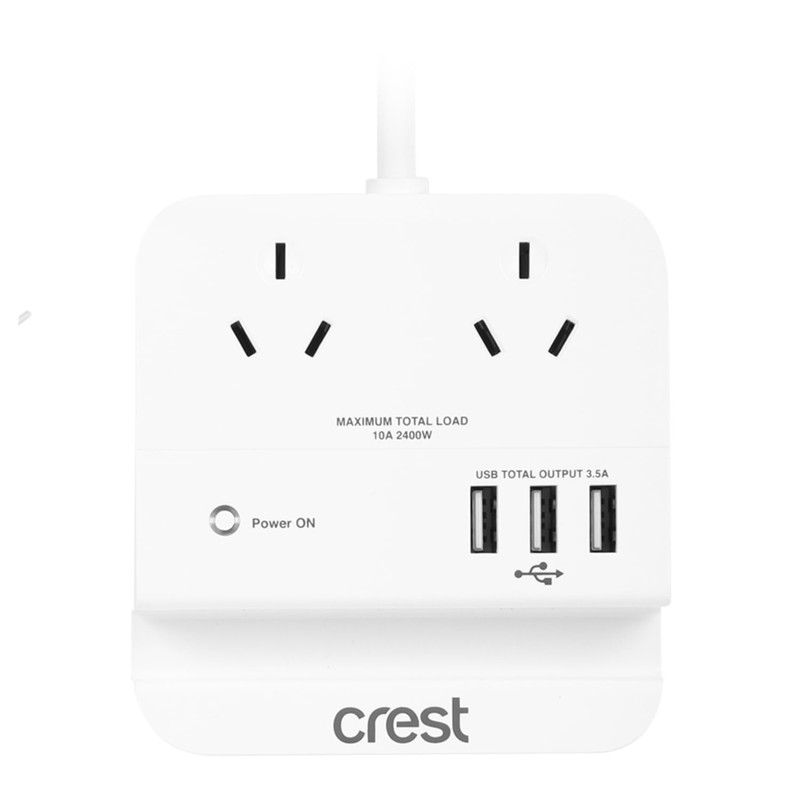 Crest Desktop Power Hub 2 Socket 3 USB