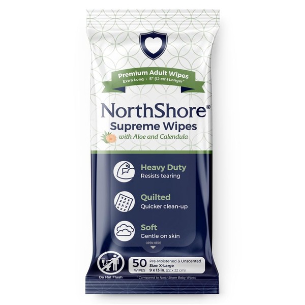 NorthShore Supreme Heavy-Duty Quilted Wipes, X-Large, 9 x 13 in., 50 ct, 3-Pack