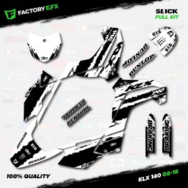Factory EFX Black & White Slick Racing Graphics Kit fits 08-18 Kawasaki KLX140 KLX 140 Decal