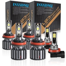 INXXDMJ Fit For Jeep Grand Cherokee (2019-2021) Headlights High Low Beam and Fog Light bulbs Combo kit, 1:1 Real Size, 6500K Cool White,30000LM 500% Brightnes Bulbs, with Fan, Plug n Play, pack of 6