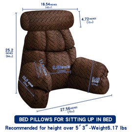 FXXUDVNIIN Back Pillow for Bed Sitting Up: Reading Pillow with 9.4" Height Armrest-Bed Pillow for Sitting up & TV Pillows for, Play Games, Working & Relaxing, Comfort Support for TV/Reading