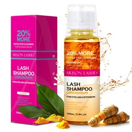 ARISON LASHES Lash Shampoo Concentrate for Lash Extensions 100ML Eyelash Cleanser Concentrate Oil-Free Eyelash Extension Shampoo with Salon Home Care(Turmeric)