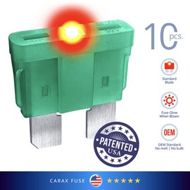 CARAX Glow Fuse – Premium Fuse Standard Regular Blade ATC/ATO/ATS – Assortment – Glow When Blown LED Automotive Fuse – Smart Auto Glow Fuse Easy Identification (30A - 1pcs - Standard Blade Glow Fuse)