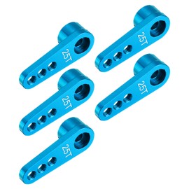 sourcing map 5 Pcs Aluminum Servo Horn 25T Servo Horn Steering Short Arm 28mm Length Blue Suitable for DIY RC Car/Boat/Airplanes Boat Model Accessories