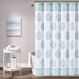 Lush Decor Teardrop Leaf Shower Curtain, 72" x 72", Blue
