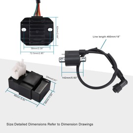 GOOFIT Ignition Coil 6 Pin AC CDI Box 12V Voltage Regulator Rectifier Relay Kit Replacement for CG 125cc 150cc 200cc 250cc Vertical Engine Chinese ATV 4 Wheeler Quad Go Kart