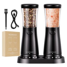 Electric Salt and Pepper Grinder Set Rechargeable, Electric Pepper Grinder with Adjustable Coarseness, 4.5oz Large Capacity, 1.8" Wide-Mouth & Storage Base, One-Hand Operation Kitchen Gadgets