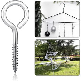 wadafen 10 Pack Eye Hooks Screw,M6 x 3.2"/82mm Stainless Steel Heavy Duty Eye Bolts Screw,Stainless Steel Eyelet Screws,for Hammocks, Awnings, Rocking Chairs, Fixed Cables - Silver