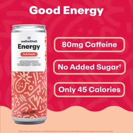 WellWithAll Fruit Punch Energy Drink – Caffeine from Tea – With Vitamin C – Lightly Sparkling Beverage – Fruit & Veggie Juice Blend – 12 Oz (Pack of 12)