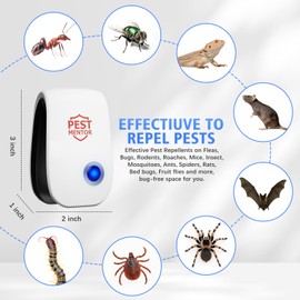 Ultrasonic Pest Repellent Plug in Indoor,Advanced Electronic Pest Control for Home Office Kitchen Warehouse Hotel,Rodent Spider Cockroach Mosquito Ant Deterrent with Night Light,10 Piece