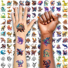 Dinosaur Temporary Tattoo for Kids, 117 Sheets Temporary for Girls Boy Body Arm Shoulder Tattoos Stickers, Birthday Party Decoration Supplies Gifts for Children