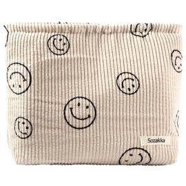 OFKP Makeup Bag, Smiley Cosmetic Bag with Zipper, Cosmetic Organizer, for Women Travel Make Up Bag(Beige)