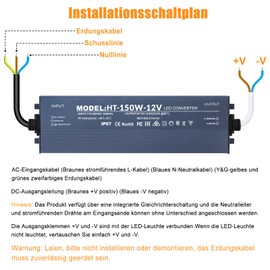 LED Transformer 12 V 12.5 A, IP67 Waterproof LED Transformer 12 V 150 W, Transformer 230 V to 12 V, LED Power Supply 12 V, LED Transformer 12 V 150 W, No LED Flicker, No Noise, LED Driver 12 V for