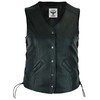 Women's Motorcycle Leather Vest With Longer Cut and Dual Gun