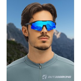 OUTDOORKING Sunglasses-for-Men Sports Sun-Glasses Polarized-Sunglasses-Men: UV400 Protection for Running Baseball Golf Driving