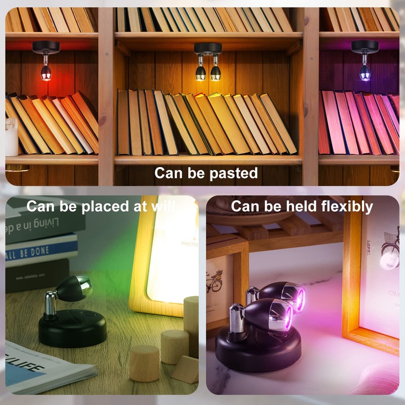 Tuanse 4 Pcs Dual Head RGB Spotlight and 4 Pcs