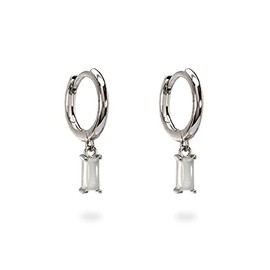 AVNIS Moonstone Tiny Hoop Earrings - 925 Sterling Silver Small Hoop Earrings for Women, 3mm Rainbow Moonstone Hoop Earring