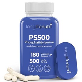 LongLifeNutri Fosfatidilserina pura 500 mg – 180 pastillas vegetarianas, suministro para 3 meses, suplemento para fortalecer la memoria, la concentrac