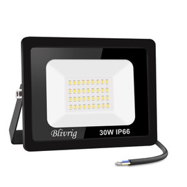 LED Outdoor Spotlight 30 W Super Bright Outdoor Spotlight, IP66 Waterproof LED Floodlight, 3000 LM Floodlight, LED Outdoor Spotlight, 6000 K Cool White LED Outdoor Spotlight for Garden, Courtyards,