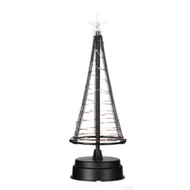 Honesty Foldable Christmas Tree, 250 Warm White LEDs on Copper Wire, 1 m high, the metal tree decorates your home or garden with sparkle, x-small