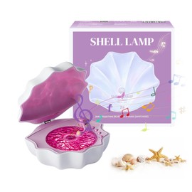Bewinner Shell Speaker with Ocean Lamp Wave Light, 3 in 1 Retro Shell Lamp Bluetooth Speaker, Ocean Wave Projector Wave Lamp Shell Speaker, Sea Shell LED Colour Changing Mood Lamp Speaker (Purple)