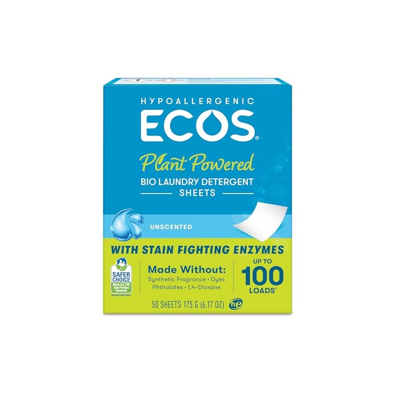 Ecos, Laundry Detergent Liquidless Free Clear 50 Count, 6.17 Ounce