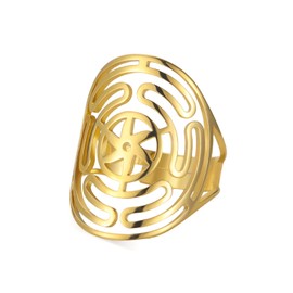 Amaxer Wheel of the Hecate Symbol Ring for Women Godin Hecate Jewellery Stainless Steel Open Adjustable Finger Ring Petite Jewellery, Stainless Steel, No metal stamp