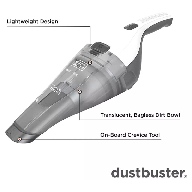BLACK+DECKER dustbuster QuickClean Cordless Handheld Vacuum, White (HNVC215B10)