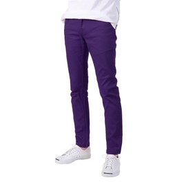 JD Apparel Men's Basic Casual Colored Skinny Fit Twill Jeans 30Wx30L Purple