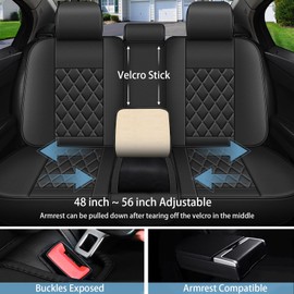 RAWAKORW Full Set Seat Cover Fit for Infiniti QX60 2014-2020 | Waterproof Faux Leather Car Seat Covers Protector - Easy to Install Automotive Interior Accessories (5 Seats, Black Line)