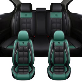Xiangta High-quality Leather Anti-slip All-season Interior Accessories 5-Seat Waterproof Leather with Breathable Design for CarsSize: Universal Size, Color: Black & Green