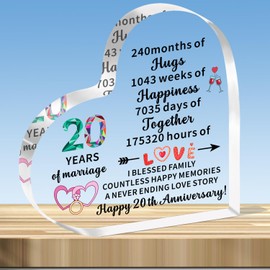 JMIMO 20th China Wedding Anniversary Present for Her and Him 20 years of marriage gifts for Couple Wife Husband Heart-Shaped Acrylic Keepsake Gift