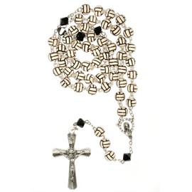 Volleyball Rosary, Sport Rosary made with Ceramic Sport beads and Austrian Crystals - Includes "How to Pray the Rosary" pamphlet and rosary pouch