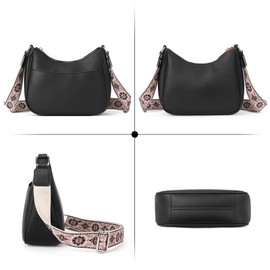 WJCD Women's Crossbody Handbags Vegan Leather Shoulder Bag with Adjustable Strap, Lightweight Small Purse for Everyday Essentials (Black)