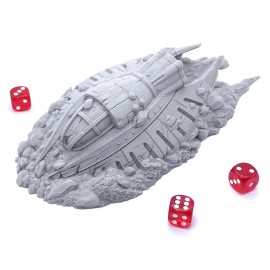 EnderToys U.F.O. Crash by Printable Scenery, 3D Printed Tabletop RPG Scenery 15mm 28mm - 28mm
