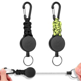 SODOI Reel Keychain, 2-Piece Set, with Carabiner, Multifunction, Super Lightweight, Retractable Key Reel, Anti-Loss, Hanging Name Tag, for Camping, Hiking, Fishing, Outdoor Use