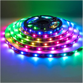 Tesfish 5 V WS2812B LED Strip Light, 5 Metre RGB LED Pixel Strip 5050 150 LEDs IP30 Flexible Full Colour Individually Addressable Smart Light Strip for Advertising Decoration DIY Projects
