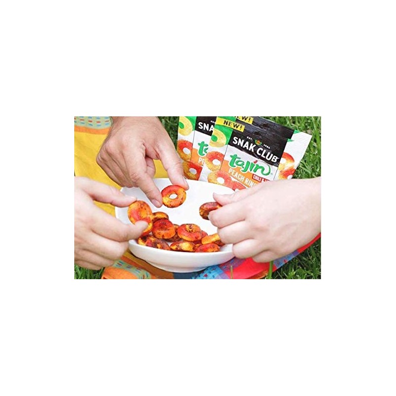 Snak Club Tajin Seasoned Candy Peach Rings Resealable 5 ounce